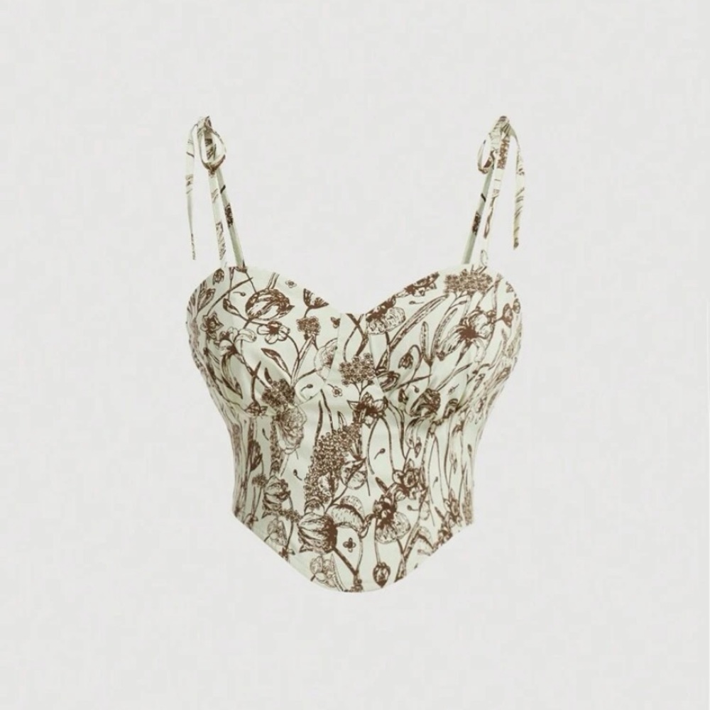***NEVER WORN*** Plus Floral Print Tie Shoulder Cami Top